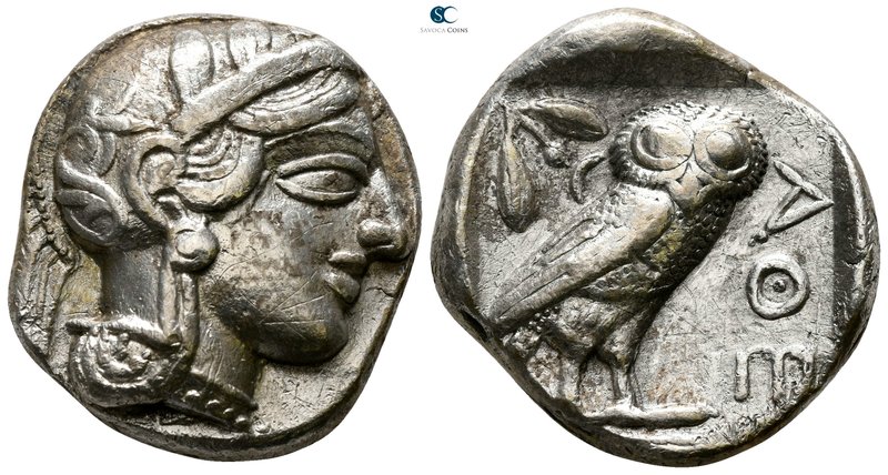 Attica. Athens 454-404 BC. Tetradrachm AR

25mm., 17,14g.

Head of Athena ri...