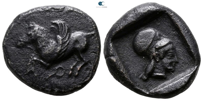 Corinthia. Corinth 500-480 BC. Stater AR

18mm., 7,48g.

Pegasos flying left...