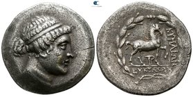 Aeolis. Kyme  160-150 BC. EYKTHMΩN (Euktemon), magistrate. Tetradrachm AR