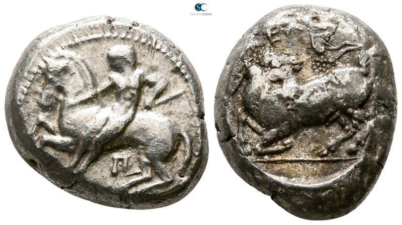 Cilicia. Kelenderis 430-420 BC. Stater AR

20mm., 10,90g.

Nude youth, holdi...