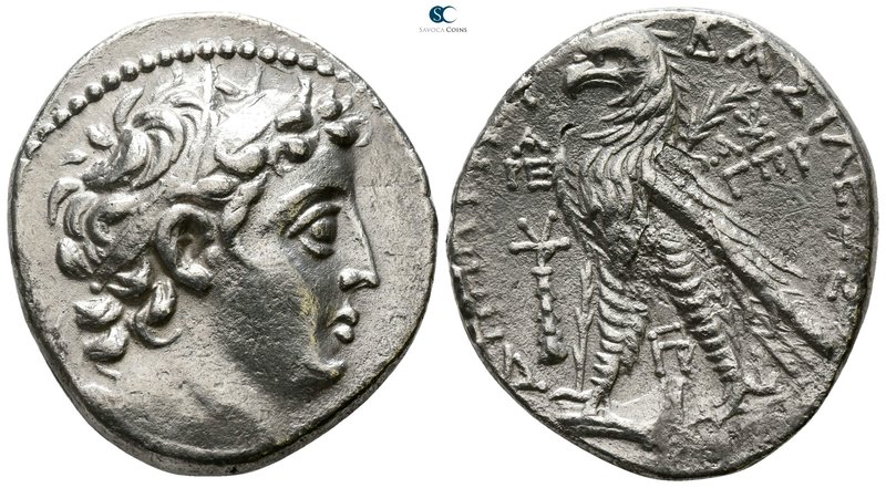 Seleukid Kingdom. Tyre. Demetrios II Nikator, 2nd reign 129-125 BC. Dated SE 183...