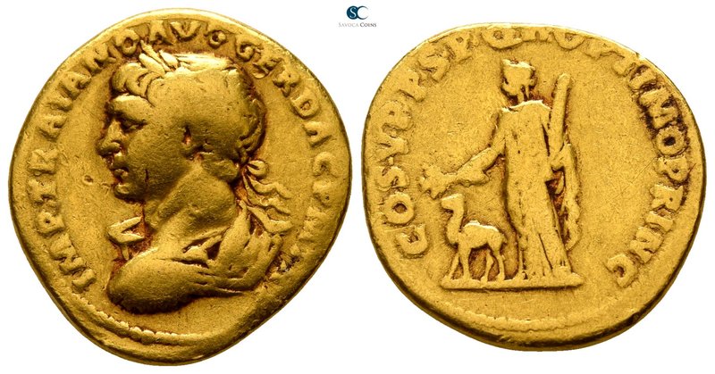 Trajan AD 98-117. Rome
Aureus AV

19mm., 6,98g.

IMP TRAIANO AVG GER DAC P ...