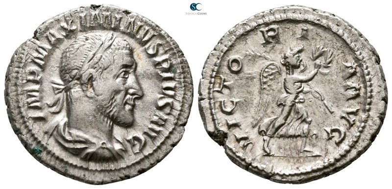 Maximinus I Thrax AD 235-238. Rome
Denarius AR

20mm., 3,85g.

IMP MAXIMINV...