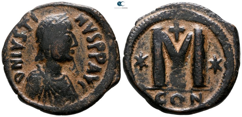 Justin I AD 518-527. Constantinople
Follis Æ

33mm., 17,34g.

D N IVSTI-NVS...