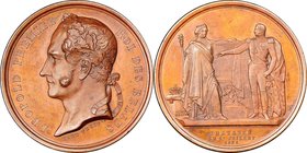 Leopold I bronze "First Constitution" Medal 1831-Dated MS64 Brown NGC, 50mm. By Hart. An elegant medal for which we have been unable to locate any oth...
