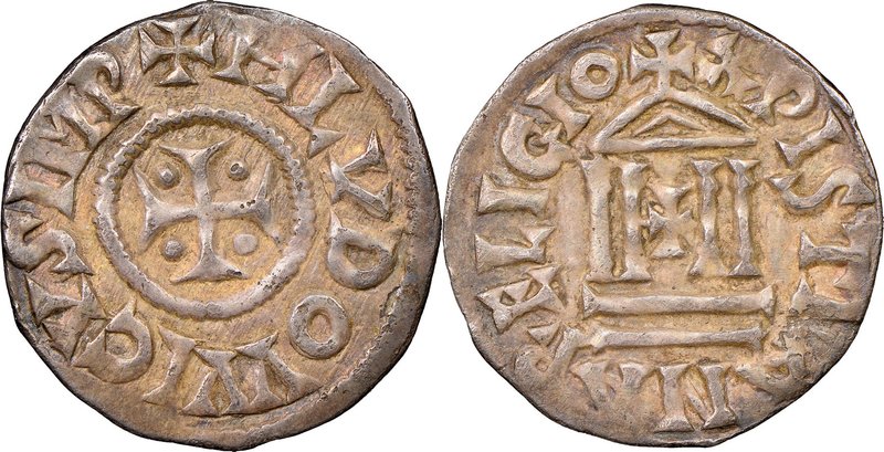Carolingian. Louis the Pious (814-840) Denier ND (822/3-840) AU53 NGC, No mint (...