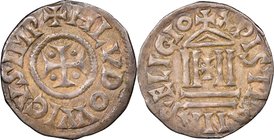 Carolingian. Louis the Pious (814-840) Denier ND (822/3-840) AU53 NGC, No mint (possibly Verdun), Class 3, cf. Rob-1208, cf. MEC I-802, cf. Dep-1179, ...