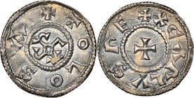 Carolingian. Charles the Bald (840-877) Obol ND (840-864) AU55 NGC, Toulouse mint, Class 1, Rob-Unl., MEC I-Unl., MG-1098, Dep-1005. 0.84gm. X CΛRLVS ...