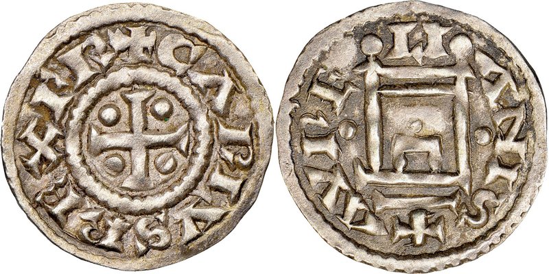 Charles the Bald (840-877) Denier ND (840-864) AU55 NGC, Orleans mint, Class 1, ...
