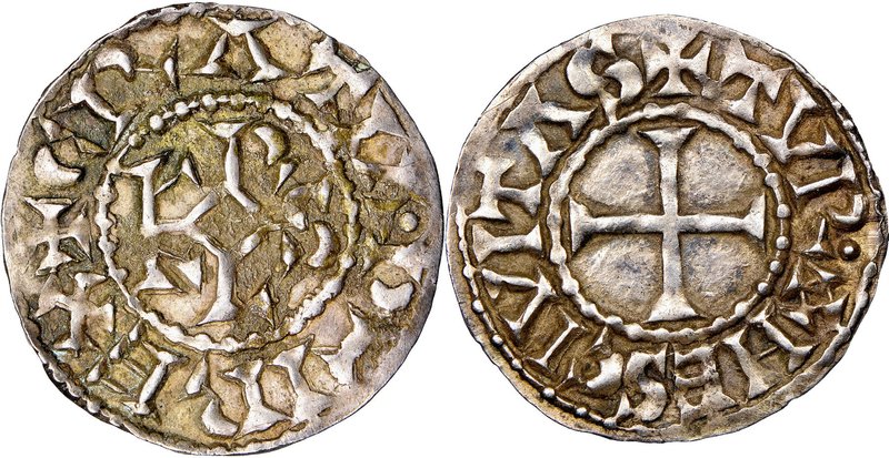 Carolingian. Charles the Bald (840-877) Denier ND (864-877) XF45 NGC, Tours mint...
