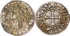 Carolingian. Charles the Bald (840-877) Denier ND (864-877) XF45 NGC, Tours mint, Class 2, Rob-1443, MEC I-903, MG-916, Dep-1040 (legends mis-transcri...