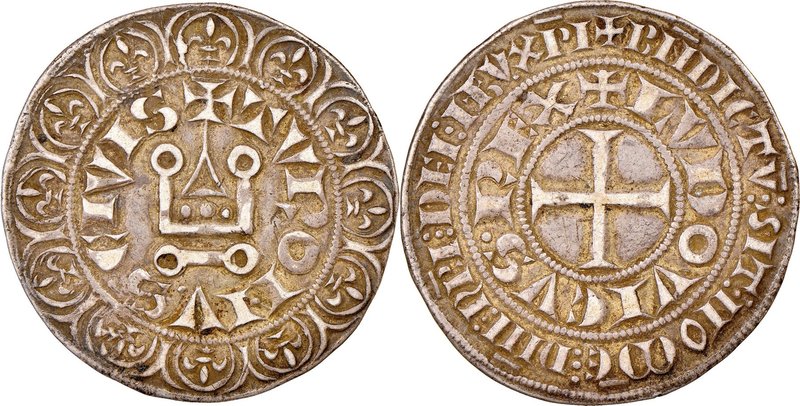 Louis IX (1226-1270) Gros Tournois ND (1266-1270) VF30 NGC, Dup-190. 3.99gm. A h...