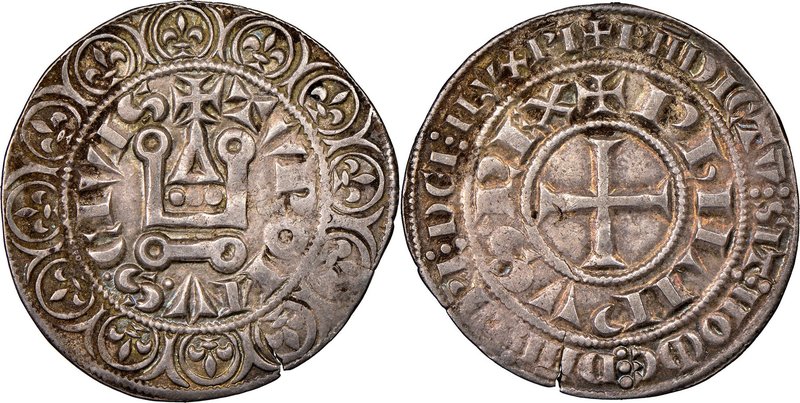 Philip III (1270-1285) Gros Tournois ND (before 1280) XF45 NGC, Dup-202A. 4.10gm...