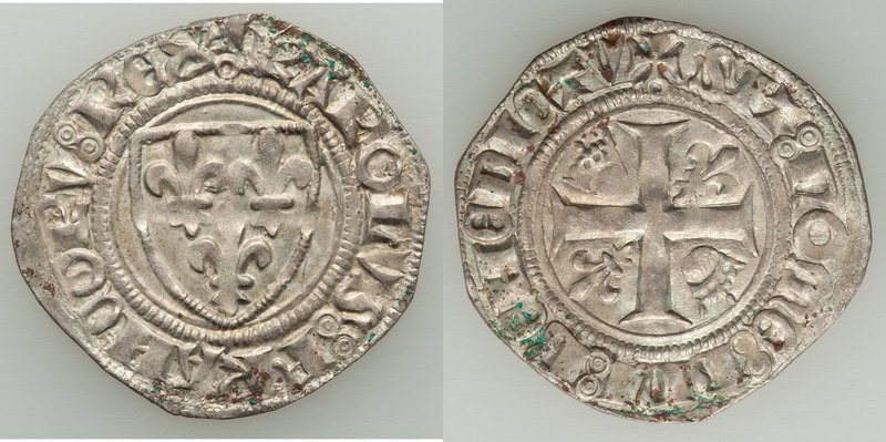 Charles VI (1380-1422) Blanc dit "Guénar" ND UNC (deposits), Rouen mint?, Dup-37...