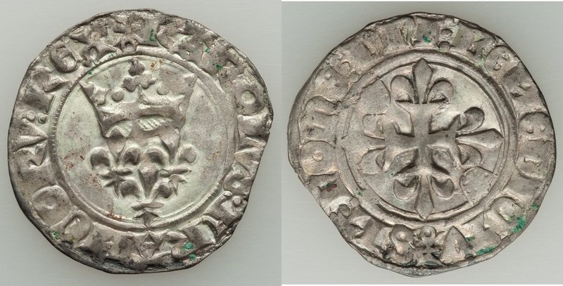 Charles VI (1380-1422) Gros dit "Florette" ND AU (light residue), Paris mint (an...
