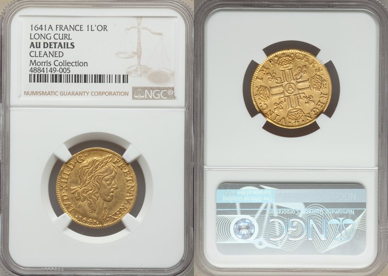 Louis XIII gold Louis d'Or 1641-A AU Details (Cleaned) NGC, Paris mint, KM104, G...