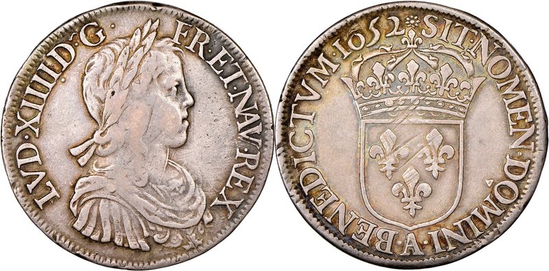 Louis XIV Ecu 1652-A VF35 NGC, Paris mint, KM155.1, Dav-3799. Pleasingly cabinet...