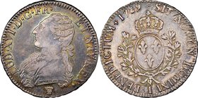 Louis XVI Ecu 1789-I XF40 NGC, Limoges mint, KM564.7, Dav-1333. Gorgeously toned, with the obverse legends dressed in a bright ring of rainbow color. ...