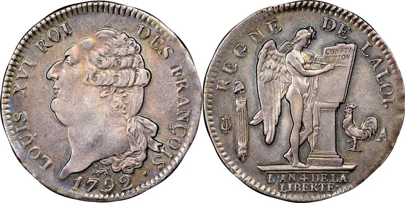 Louis XVI Ecu 1792-A AU55 NGC, Paris mint, KM615.1. An exceptionally pleasing sp...
