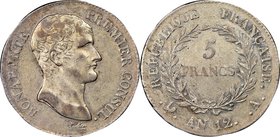 Napoleon 5 Francs L'An 12 (1803/4)-A XF45 NGC, Paris mint, KM659.1. A very difficult type outside of lower grades, this year standing as the transitio...