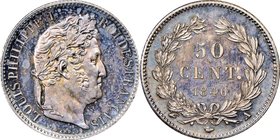 Louis Philippe I 50 Centimes 1846-A MS63 NGC, Paris mint, KM768.1. Supremely choice and in all sense seemingly deserving of a finer grade, deep plumb-...