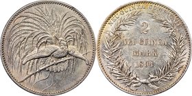Germany Colony. Wilhelm II 2 Mark 1894-A MS60 NGC, Berlin mint, KM6. Lustrous with flashy fields and a tinge of golden toning on the reverse. From the...