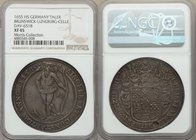 Brunswick-Lüneburg-Celle. Christian Ludwig Taler 1655-HS XF45 NGC, KM237, Dav-6518. Needle-sharp in the legends and over much of the Wildman's face an...