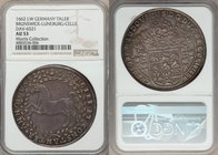 Brunswick-Lüneburg-Celle. Christian Ludwig Taler 1662-LCW AU53 NGC, Clausthal mint, KM211, Dav-6521. Exhibiting sharp devices for the type with a mild...