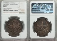 Frankfurt. Free City 2 Gulden 1848 MS61 NGC, KM337. Struck with May 18 date. Gunmetal-toned over underlying luster. Sold with old collector's tag. Fro...