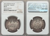 Frankfurt. Free City Taler 1863 MS63 NGC, KM372, Dav-654. Assembly of Princes type. Lustrous and lightly toned. Sold with old collector's envelope. Fr...
