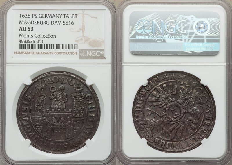 Magdeburg. Free City Taler 1625-PS AU53 NGC, KM255, Dav-5516. Deeply toned and d...