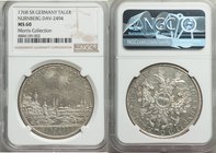 Nürnberg. Free City "City View" Taler 1768-SR MS60 NGC, KM350, Dav-2494. With the titles of Joseph II. Obv. Radiant symbol of the Trinity above a view...
