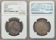 Prussia. Wilhelm I Taler 1866-A MS63 NGC, Berlin mint, KM494. A sharp strike and natural silty tone bestow this example with an appearance not complet...
