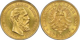 Prussia. Friedrich III gold 10 Mark 1888-A MS64 NGC, Berlin mint, KM514. AGW 0.1152 oz. From the Morris Collection

HID09801242017