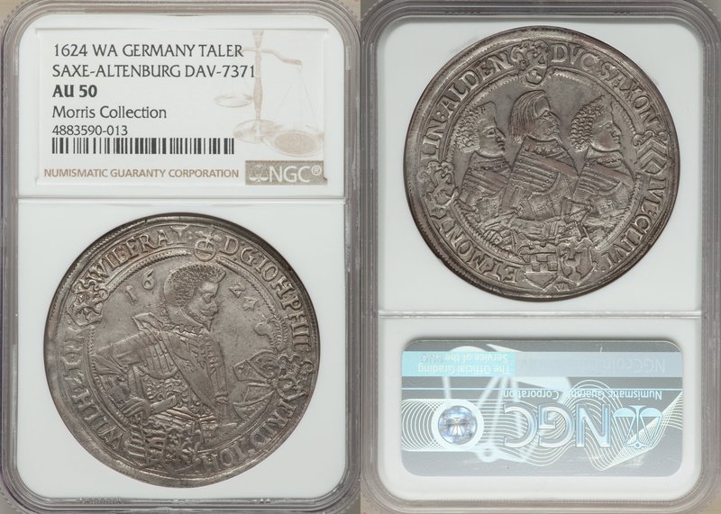 Saxe-Altenburg. Johann Philip & Three Brothers Taler 1624-WA AU50 NGC, Saalfeld ...