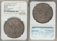 Saxony. Johann Georg & August Taler 1613 AU55 NGC, KM44, Dav-7573. Quite appealing, the surfaces toned to a light silver with notable underlying mint ...
