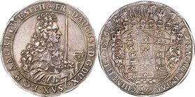 Saxony. Friedrich August I Taler 1697-IK XF45 NGC, Dresden mint, Dav-7652. Minted under the reign of "August the Strong", this large medallic taler di...