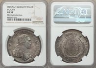 Saxony. Friedrich August III Taler 1805-SGH AU58 NGC, KM1027.2, Dav-2701. A satiny quality is imposed on the surfaces of this visually pleasing specim...