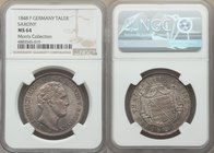 Saxony. Friedrich August II Taler 1848-F MS64 NGC, Dresden mint, KM1148. Lightly toned with prominent cartwheel luster. Currently the finest graded at...