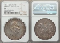 Saxony. Friedrich August II 2 Taler 1854-F AU55 NGC, Dresden mint, KM1183. Only minimal rub exists at the highpoints, rendering this an example with n...