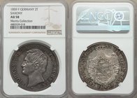 Saxony. Johann 2 Taler (3-1/2 Gulden) 1859-F AU58 NGC, Dresden mint, KM1195. Truly bold, the surfaces a lustrous steely silver and the devices showing...