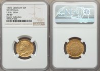 Westphalia. Jerome Napoleon gold 20 Franken 1809-C AU50 NGC, Cassel mint, KM103. Eagle privy mark. A scarce issue of which only 9,104 were minted, str...