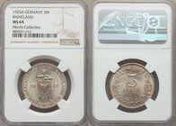 Weimar Republic "Rhineland" 3 Mark 1925-A MS64 NGC, Berlin mint, KM46. Struck to commemorate the 1,000th anniversary of the Rhineland in German posses...