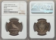 Weimar Republic Proof "Rhineland Liberation" 3 Mark 1930-F PR64 NGC, Stuttgart mint, KM70. Exhibiting watery surfaces lightly speckled in charcoal col...