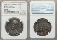 "Reinhard Scheer" silver Medal 1916-Dated MS62 NGC, Zetzmann-4124 (R). 33mm. By A. Hummel. Brightly iridescent throughout with noticeable watery luste...
