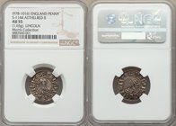 Kings of All England. Aethelred II (978-1016) Penny ND (c. 979-985) AU55 NGC, Lincoln mint, Grind as moneyer, First Hand type, S-1144, N-766. 20mm. 1....
