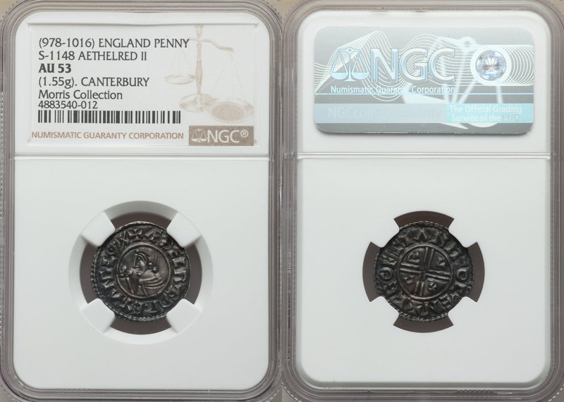 Kings of All England. Aethelred II (978-1016) Penny ND (c. 991-997) AU53 NGC, Ca...