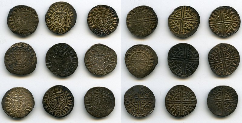 Henry III (1216-1272) 9-Piece Lot of Uncertified Pennies, 1) Penny ND - AU, Lond...