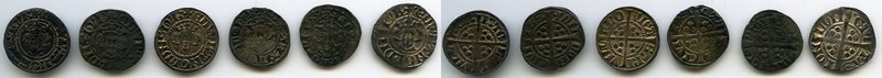 Edward I or II 6-Piece Lot of Uncertified Pennies, 1) Penny ND - Good XF, London...