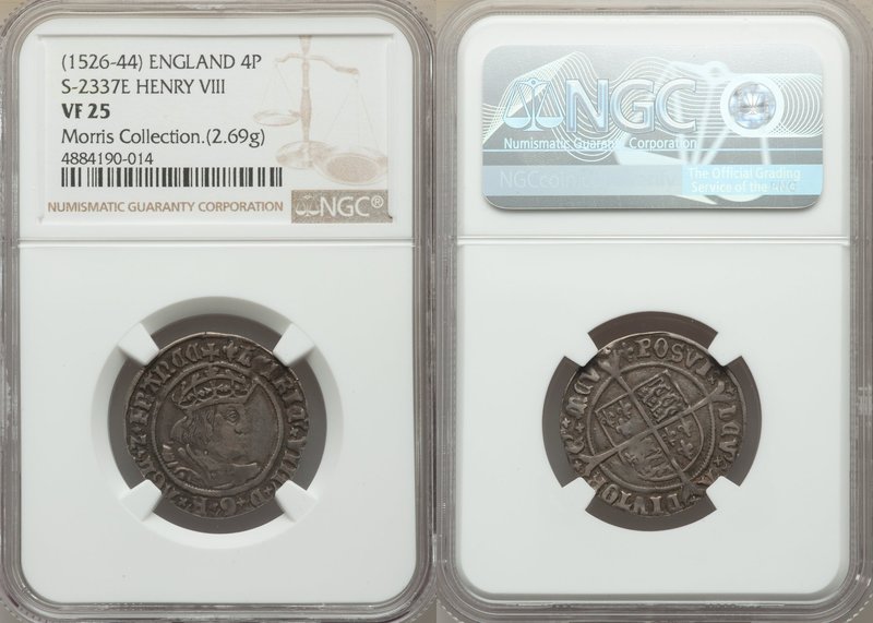 Henry VIII (1509-1547) Groat ND (1526-1544) VF25 NGC, Tower mint, Lis mm, S-2337...